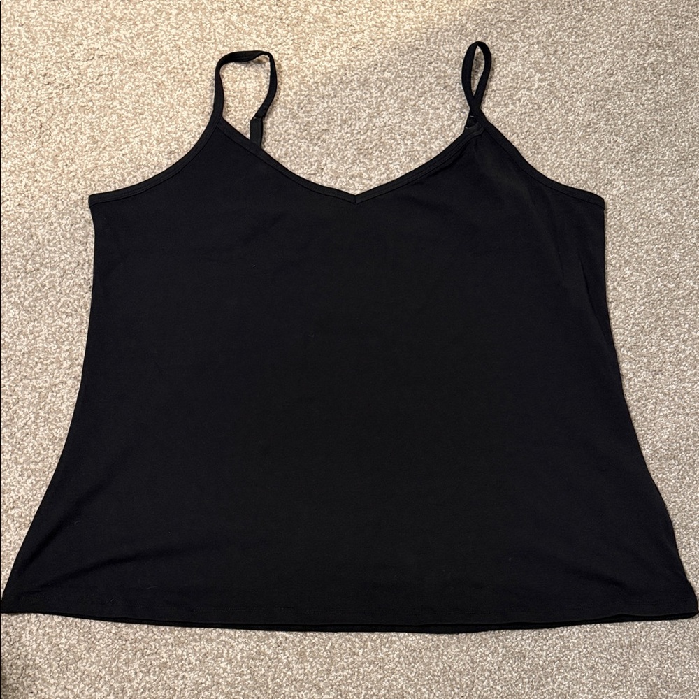 Black Spaghetti Strap V-Neck Tank Top - Women